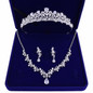Rhinestone and Crystal Leaf Bridal Jewelry Sets with Crown Tiara Necklace and Earrings