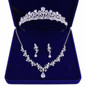 Rhinestone and Crystal Leaf Bridal Jewelry Sets with Crown Tiara Necklace and Earrings