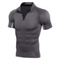 2019 Quick Dry Running Shirt Men Bodybuilding Sport T-shirt  short Sleeve Zipper collar Gym t Shirt Men Fitness Tight Rashgard