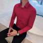 British Style New Solid Shirt Men Long Sleeve Fashion 2021 Autumn Shirts Slim Fit