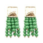 Wood Bead Statement Tassels Drop Earrings