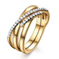 Crystal Vintage Gold-Color Cross Ring