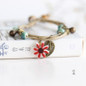 Handmade Ceramic Flower Leaf Retro Bracelet