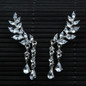 Angel Wings Stud Earrings Rhinestone for Women - Inlaid Alloy Ear Jewelry Party Earring Gothic Feather Fashion