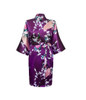 VLENATLNO Silk Satin Wedding Bride Bridesmaid Floral Short Kimono Night Bath Gown Robe