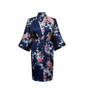 VLENATLNO Silk Satin Wedding Bride Bridesmaid Floral Short Kimono Night Bath Gown Robe