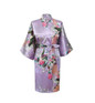 VLENATLNO Silk Satin Wedding Bride Bridesmaid Floral Short Kimono Night Bath Gown Robe