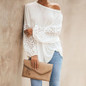 O-Neck Elegant Embroidery Floral Hollow Out Blouse Shirt Women Lantern Sleeve Tops Spring Summer Casual Loose Blusas Plus Size
