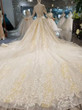 shiny wedding dresses with wedding veil long tulle sleeve appliques wedding gowns