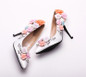 Custom Made White Satin Flower High Heel Lady shoes Elegant Bridal Wedding Shoes Pointed Toe Women Bridesmaid Shoes