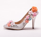 Custom Made White Satin Flower High Heel Lady shoes Elegant Bridal Wedding Shoes Pointed Toe Women Bridesmaid Shoes