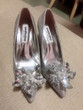 Wedding Shoes Woman Wedding Dress Bride Shoe Silver High-heeled Shoes Woman Fine With Princess Rhinestone