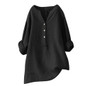 Women Loose Blouses Shirt Solid Linen Cotton Long Sleeve Button