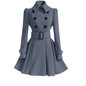 Autumn winter women's woolen coat fashion slim long belt belt solid warm woolen coat female streetwear