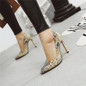 High Heels Shoes Pumps  Fashion Snake Print Heeled Shoes Woman