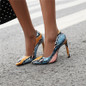 High Heels Shoes Pumps  Fashion Snake Print Heeled Shoes Woman