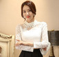 Dingaozlz elegant long sleeve bodysuit beaded Women lace blouse shirts crochet tops blusas Mesh Chiffon blouse female clothing
