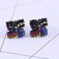 Colorful Rhinestone Clip On Earrings