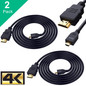 Smraza Micro HDMI to HDMI Cable, 2 PCS 6 Feet 4K Ultra HD Micro HDMI Cable Male to Female, Compatible for Raspberry Pi 4/3 B+, GoPro Hero, Action Camera/Cam-SC33