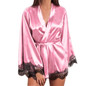 Women Satin Robes Mini Dress Sleepwear Lace Lingerie Bathrobe Ladies Sexy Robe Nightwear Robe Nightdress dressing gown 2020 New