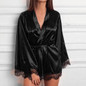 Women Satin Robes Mini Dress Sleepwear Lace Lingerie Bathrobe Ladies Sexy Robe Nightwear Robe Nightdress dressing gown 2020 New