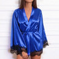 Women Satin Robes Mini Dress Sleepwear Lace Lingerie Bathrobe Ladies Sexy Robe Nightwear Robe Nightdress dressing gown 2020 New