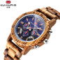 Sports Craft Blue Three Sub Dial Chronograph Date Wood Watches