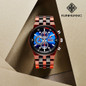 Luxury Blue Three Dial Quartz Wood Watches