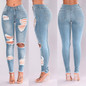 Skinny High Waist Destroyed Knee Holes Pencil Stretch Ripped Jeans