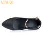 genuine leather ballet sweet flat shoes