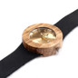 Auto Date Quartz Gold Watch Timepieces with Leather Wood Watches