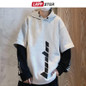 LAPPSTER Men Hip Hop Fleece Hoodies 2019 Man Winter Japanese Streetwear Sweatshirts Male Pullover Black Patchwork Hooded Hoodies