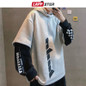 LAPPSTER Men Hip Hop Fleece Hoodies 2019 Man Winter Japanese Streetwear Sweatshirts Male Pullover Black Patchwork Hooded Hoodies