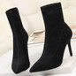 Women's stiletto high heeled stretch socks boots sequin sexy party nightclub ankle booties
