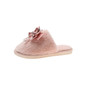 Women's furry home slippers fashion bowknot closed toe winter warm bedroom slippers