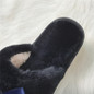 Women's furry home slippers fashion bowknot closed toe winter warm bedroom slippers