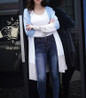 Women Open Front Knitted Striped Color Block Long Cardigan