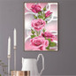 5D DIY Diamond Painting White Pink Rose Flowers Cross Stitch Diamond Embroidery Diamonds Wall Stickers Home Decoration