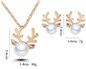 Jewelry Women's Girl's Alloy Steel Round Clear Zirconia Pearl Stud Earring and Necklace for Christmas party
