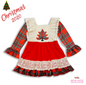 Plaid Christmas Tree Bell Sleeved Lace Christmas Dress