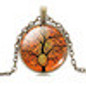 TREE OF LIFE  Pendant Necklace - Glass Cabochon Bronze Chain