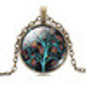 TREE OF LIFE  Pendant Necklace - Glass Cabochon Bronze Chain