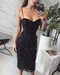 Spaghetti Strap Floral Applique Bodycon Dress
