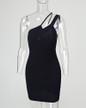 One Shoulder Solid Sleeveless Bodycon Dress