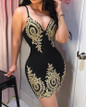 Spaghetti Strap Lace Applique Bodycon Dress