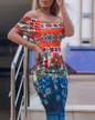 Floral Print Off Shoulder Bodycon Dress