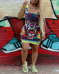 Tiger Print Thin Strap Bodycon Dress