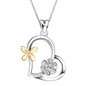 925 Sterling Silver Love is Like a Butterfly Heart Vintage Pendant Necklace, Box Chain 18"