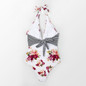 Floral Print Halter One Piece Swimsuit