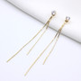 Vintage Gold Color Bar Long Thread Tassel Drop Earrings for Women Glossy Arc Geometric Korean Earring Fashion Jewelry 2020 New